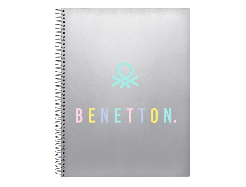 CUADERNO ESPIRAL SAFTA MICROPERFORADO DIN A4 TAPA FORRADA 120 HOJAS CUADRO 5 MM 60 GR BENETTON SILVER
