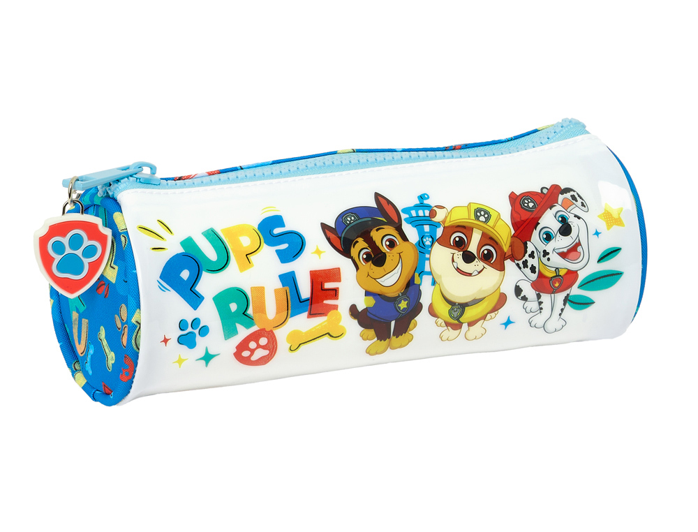 BOLSO ESCOLAR PORTATODO SAFTA REDONDO PAW PATROL PUPS RULE 70X200X70 MM